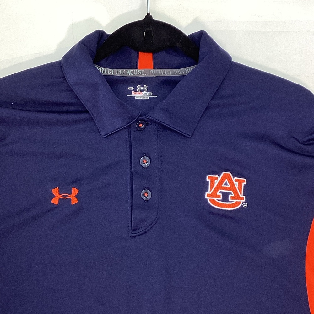 Under Armour Auburn University Polo in Dark Blue and Bright Orange